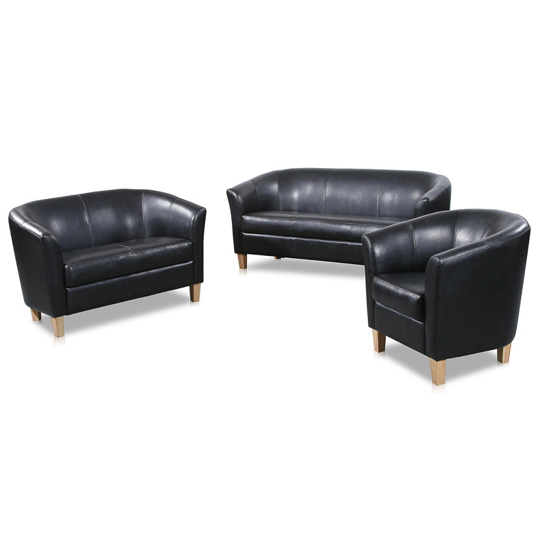 Ruth Faux Leather Loveseat, Black