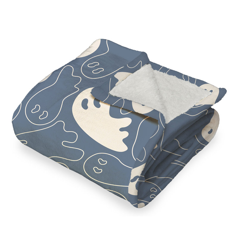 Jeté en sherpa Ghost Shapes, Bleu / blanc