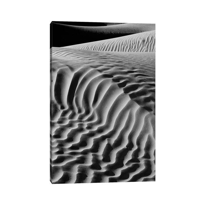 Black And White Landscape With View Of Mesquite Flat Dunes, Death Valley National Park, Mojave Desert, California, USA - Wrapped Canvas Print