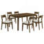 Ensemble de salle à manger rectangulaire 7 pièces Rustic, table de salle à manger rectangulaire en bois avec 6 chaises d'appoint rembourrées-1994373724-1994373725