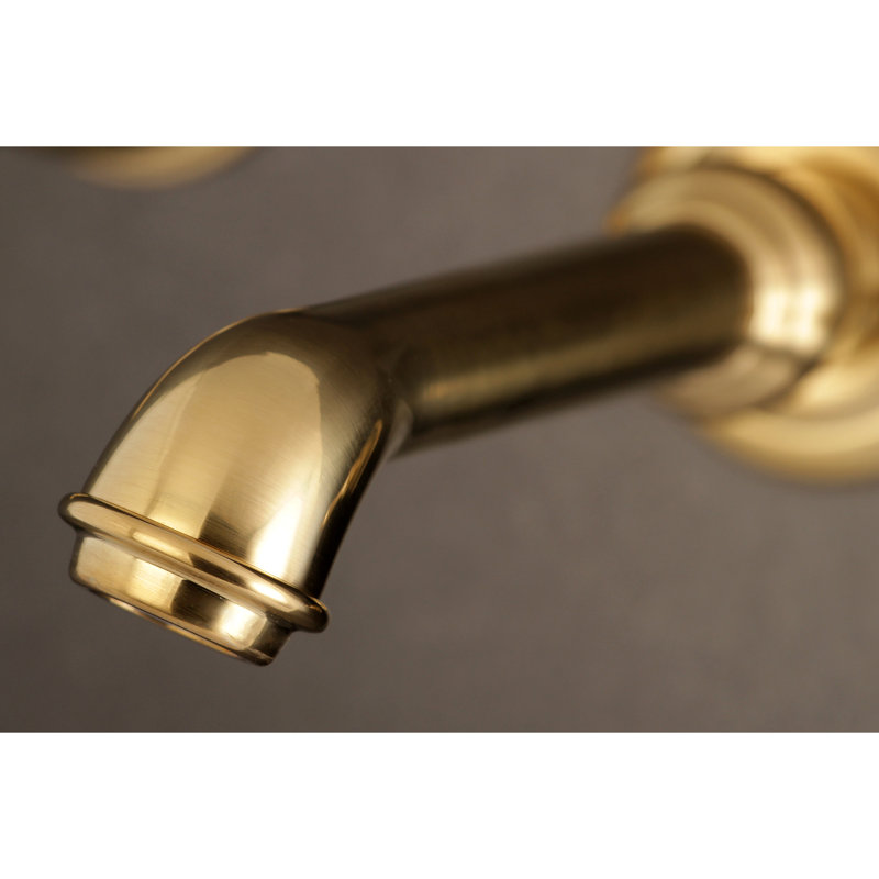 Kingston Brass English Country Two-Handle 3-Hole Wall Mount Roman Tub Faucet, Satin Brass