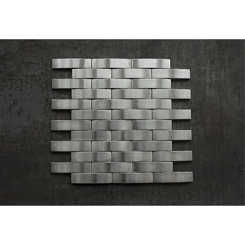 Iron 11.23 in. x 12.8 in. Brick Joint Matte Stainless Steel Mosaic Tile