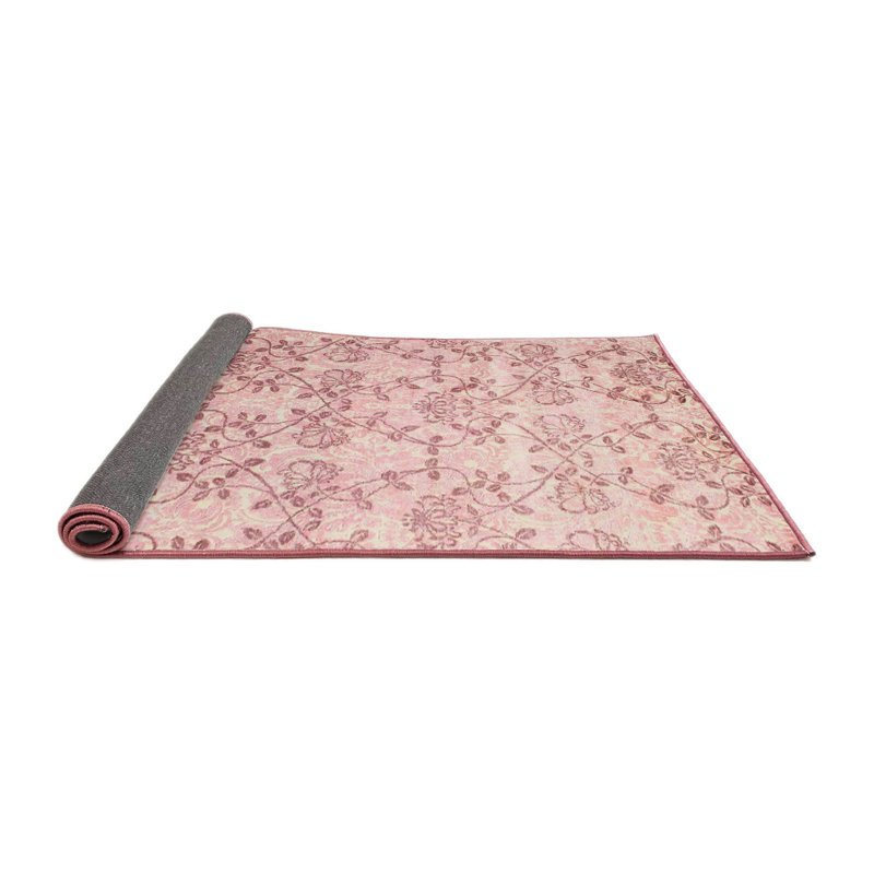 Tapis beige/rouge contemporain, Rond 3 pi