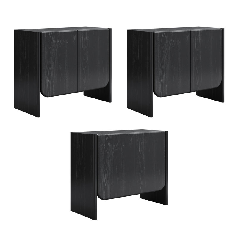 Arched Entryway Storage Cabinet, Black, 32" H x 115" W x 17" D, 3