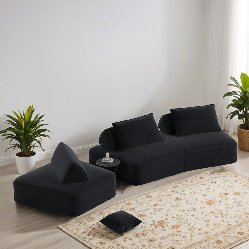 Canapé-lit modulaire 2 pièces 139,02 po avec assise profonde et sièges modulaires de 139,02 po pour chambre à coucher
