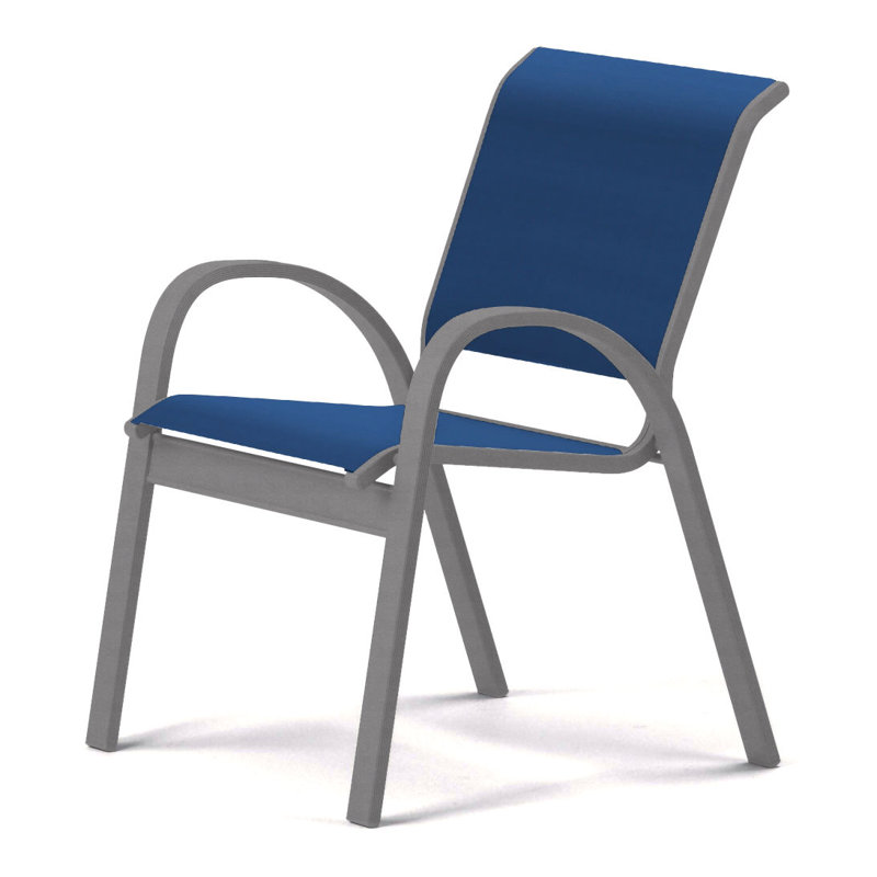 Aruba 1 Outdoor Dining Armchair, Cobalt 35D Sunbrella®, Textured Graphite