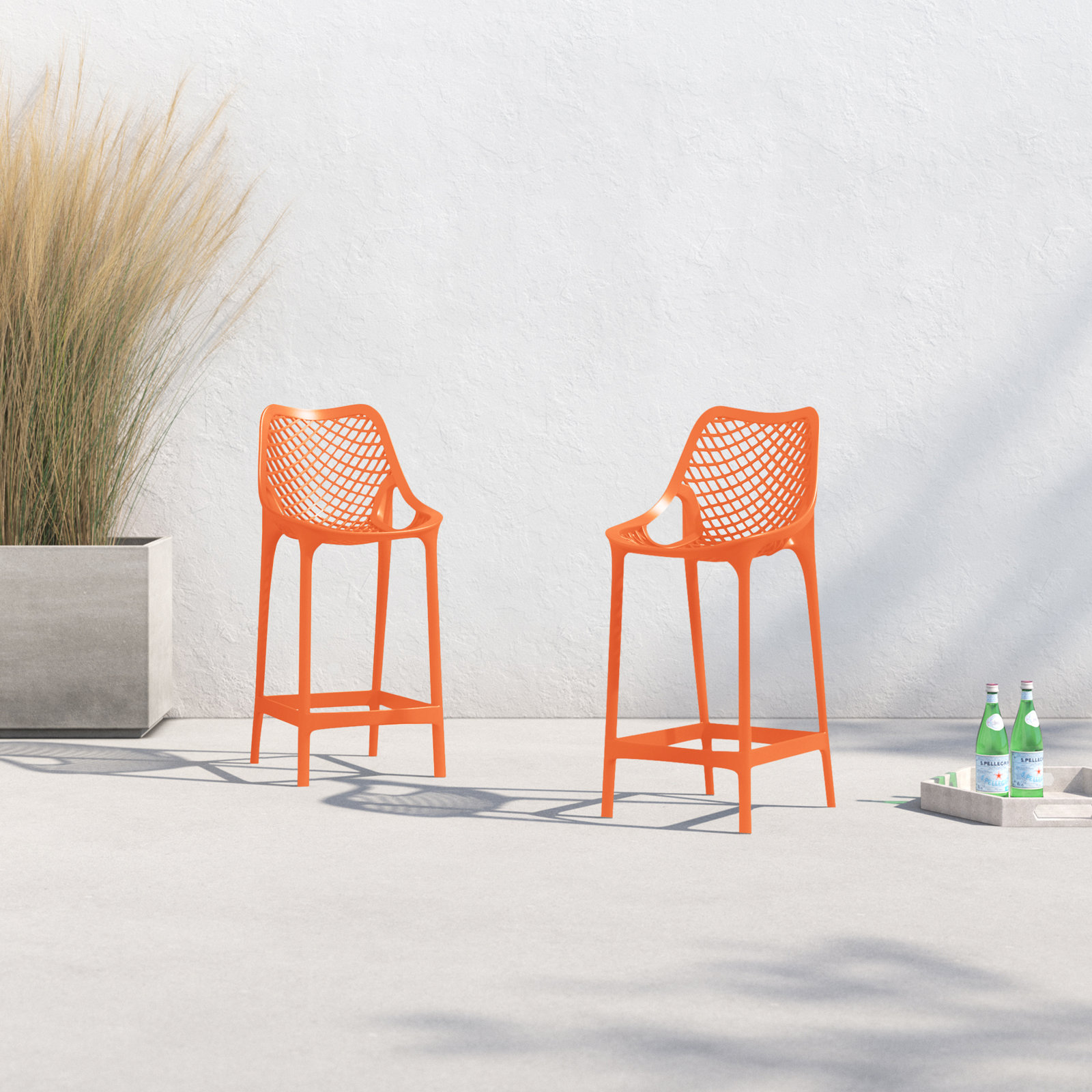 Farrah Patio Bar Stool, Orange, 29.5"