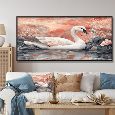 Rose cygne, reflets de l'élégance - cygnes, art mural