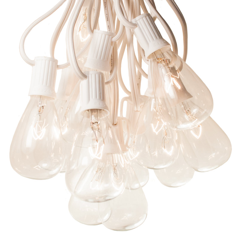 Edison String Lights Outdoor Plug-in String Light, 1200" L, White