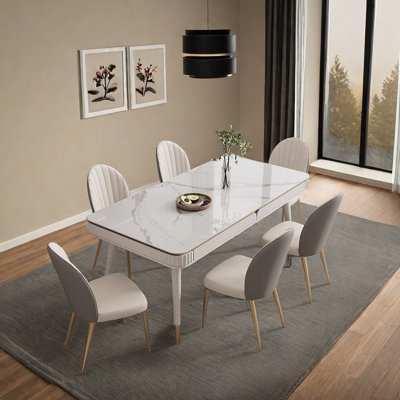 Modern Simple Rock Slab Storage Dining Table Set