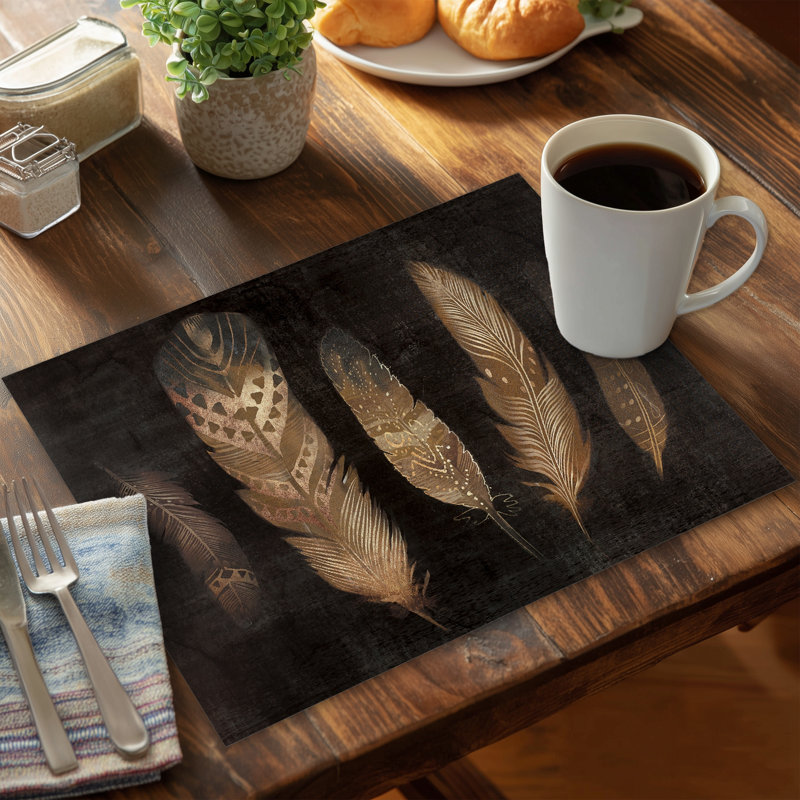 Brown Feathers Bohemian Animals Polyester Placemat | Home Decor