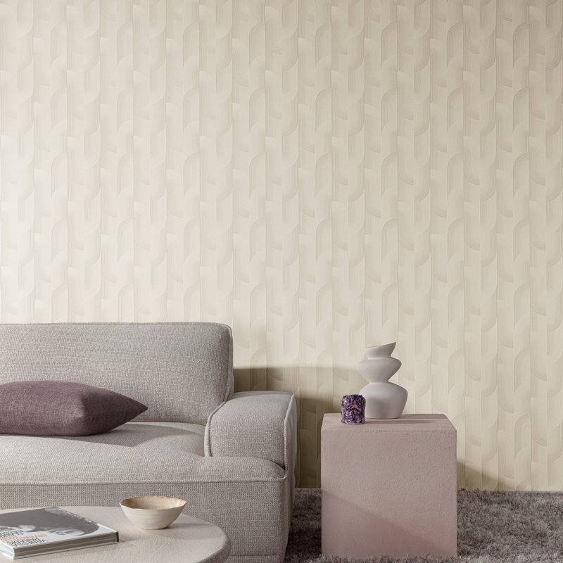 Precious Weaves Collection Geometric Swirls Wallpaper Roll, Cream