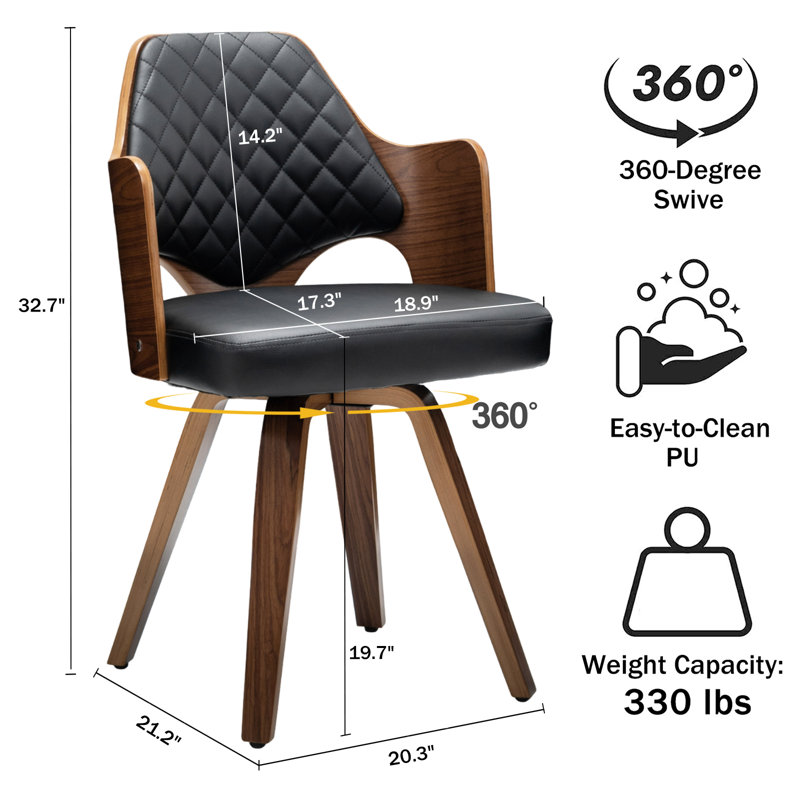 Khloemae Swivel Dining Chair, Black