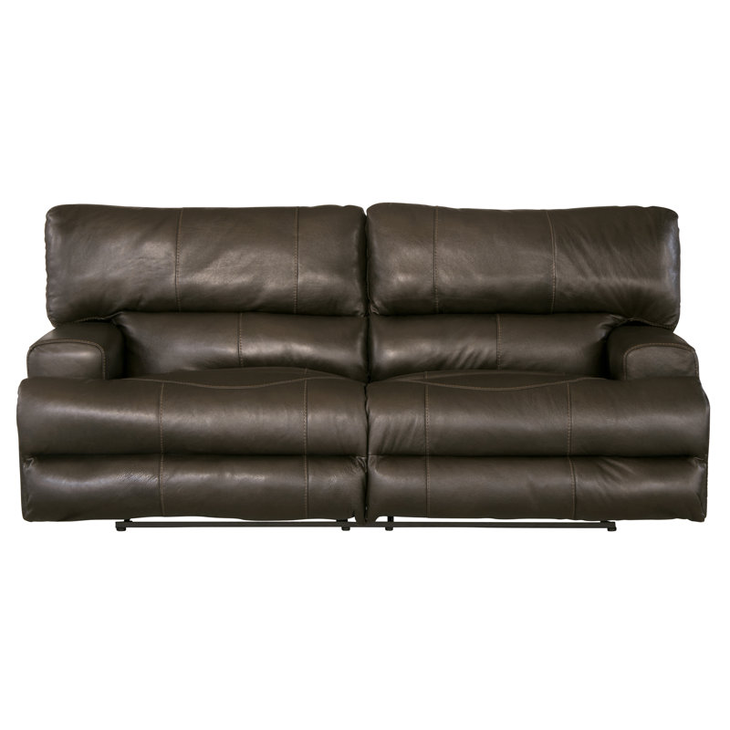 Anjuman 93" Leather Match Reclining Sofa, Power, Steel Leather Match, No