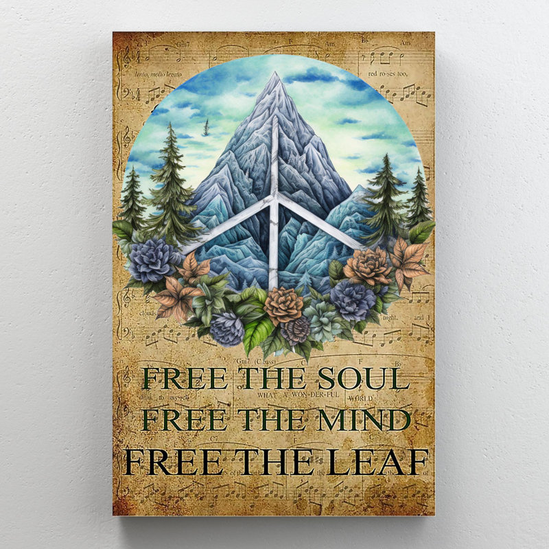«Khye Peace Sign Free The Soul Free The Mind On», impression sur toile, H 36 po x l 24 po x P 1,25 po