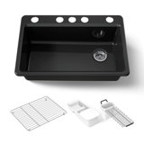 Riverby 33" x 22" x 9-5/8" Under-Mount Single-Bowl Kitchen Sink with Accessories