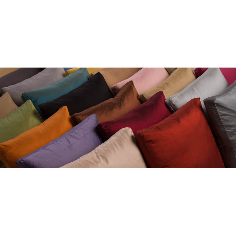 Silk Dupioni Box Feather Down Fill Pillow Cover with Insert, Champagne