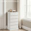 Commode 6 tiroirs pour chambre à coucher, commode haute pour chambre à coucher, commode moderne avec poignées dissimulées, armoire de rangement verticale en bois pour chambre à coucher, salon, entrée, blanc