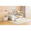 Lit de jour simple avec 3 tiroirs, bureau et ports en blanc - Bois élégant et tiroirs en pin pour une bonne nuit de sommeil-130576478-130576479