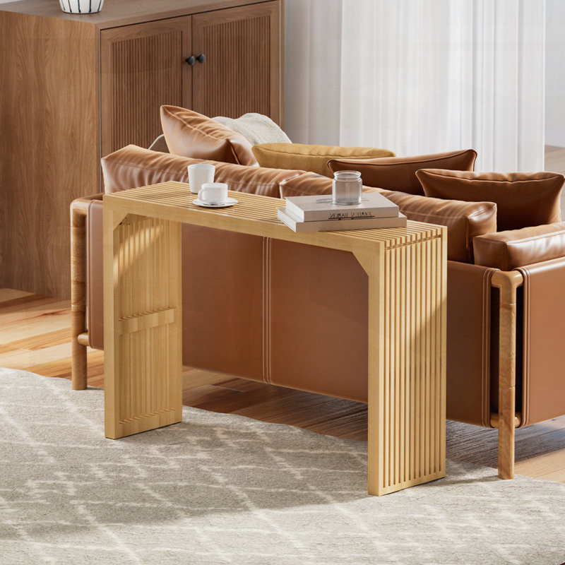 Console étroite en bois massif, Naturel, H 31,88 po x l 46,22 po x P 12,99 po