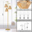 Lampe sur pied de style Mid-Century moderne avec 3 lumières réglables - Lampe sur pied en laiton vintage pour le salon, la chambre à coucher, la maison de campagne et le décor bohème - comprend des ampoules Edison