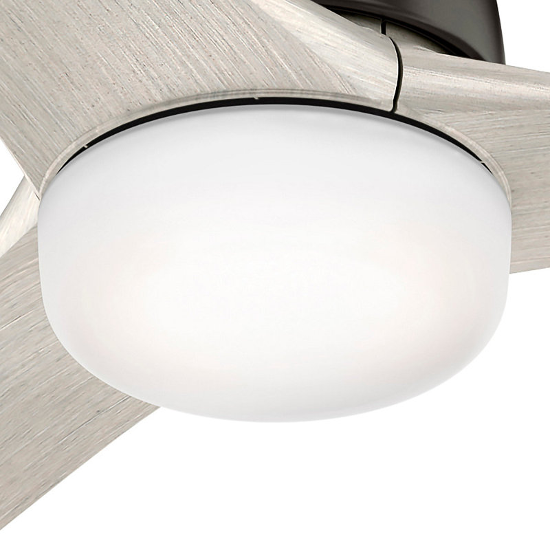 137cm Ceiling Fan with Light Kit, Light Grey Oak, Fine Bronze