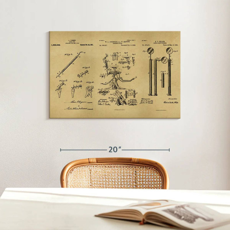 " Dental Clinic Tools " Print, 16" H x 24" W x 1.25" D