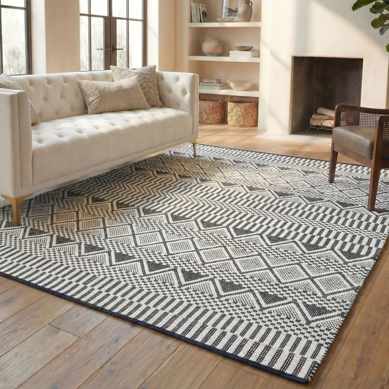 Serna Natura Hand Woven Wool Geometric Rug, Rectangle 8' x 10'