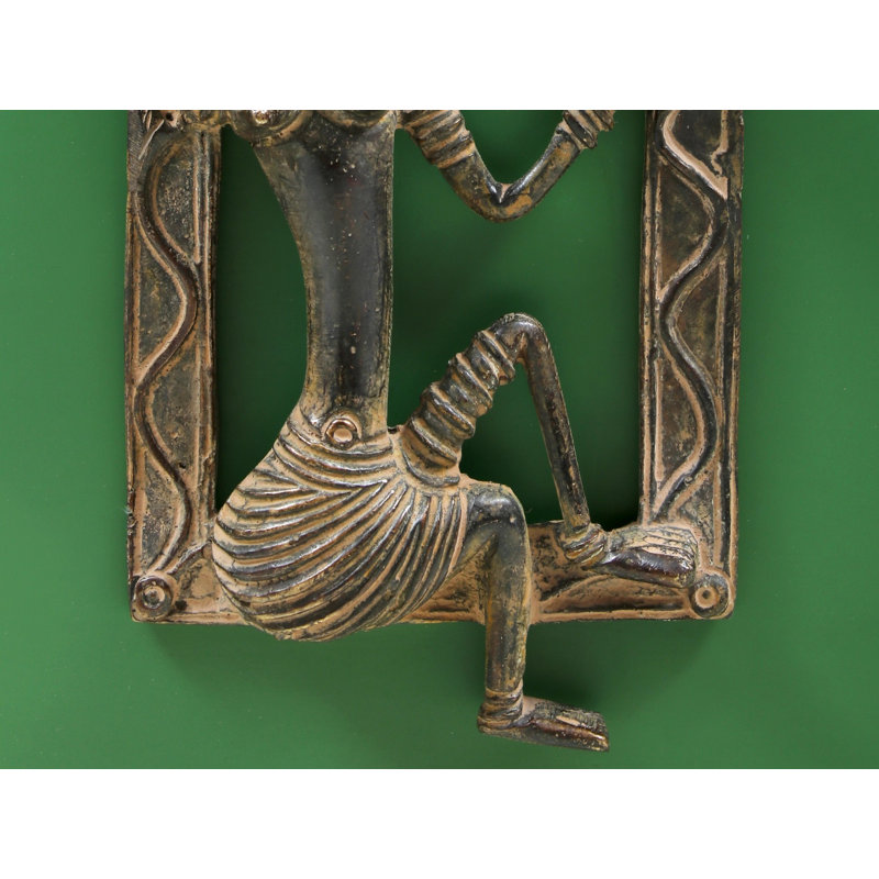 6" Vintage Tribal Lady Mirror – Small Handcrafted Brass Wall Décor – Bohemian Accent Art