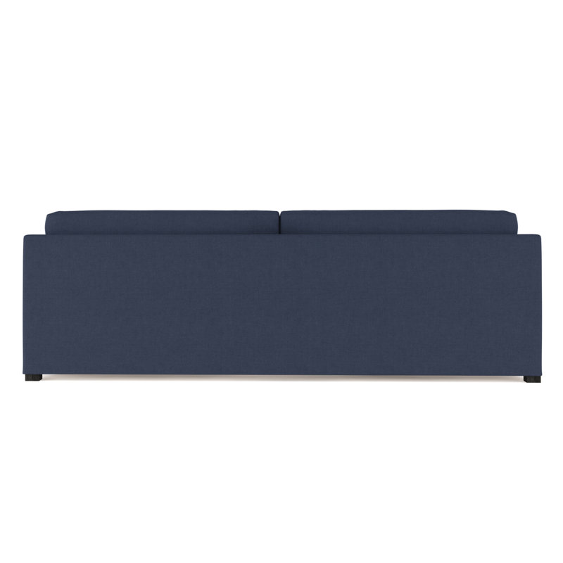Madison Sofa, Box Weave Linen Blue Print, 33" H x 108" W x 41" D, Ebony
