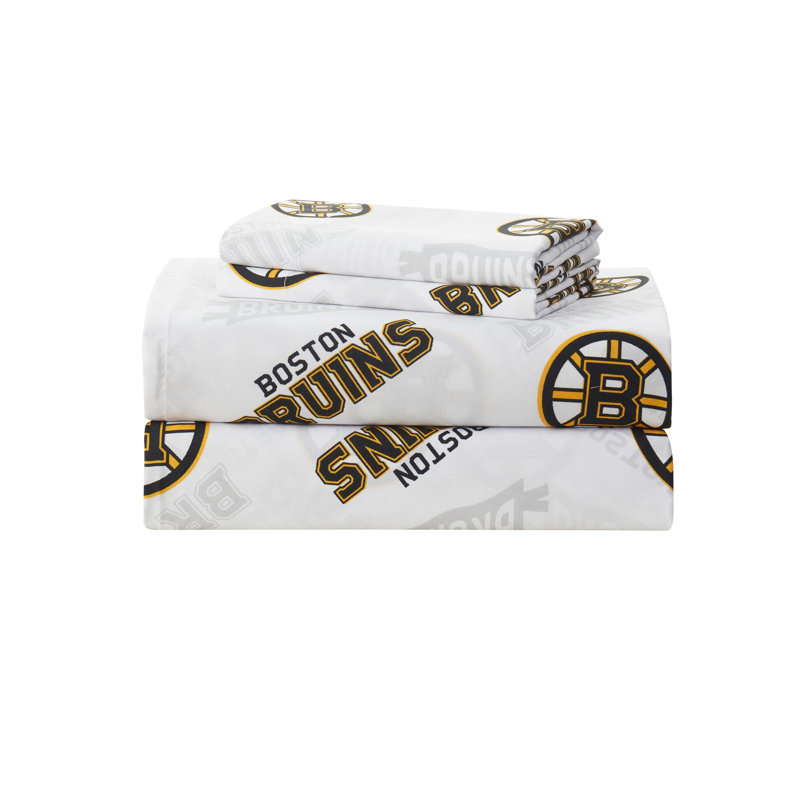 NHL Bed Sheet Sets By Sweet Home Collection, Boston Bruins - Full, Full Sheet Set with 2 Pillowcases