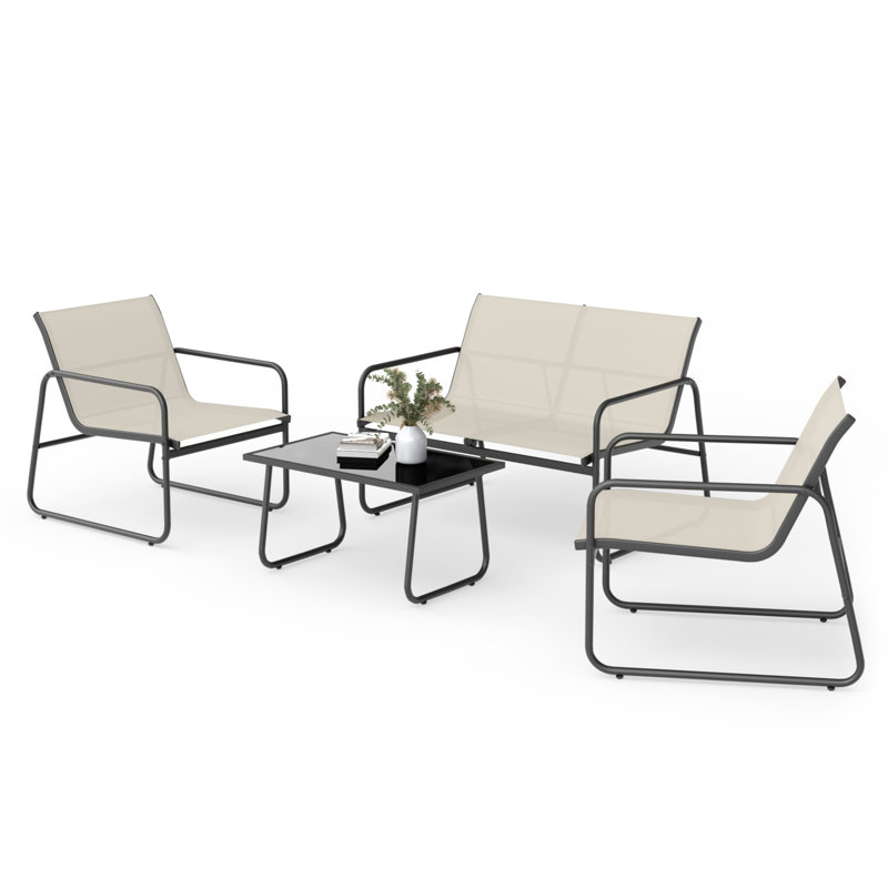 Garden Patio Furniture Set 4 Pieces, Beige