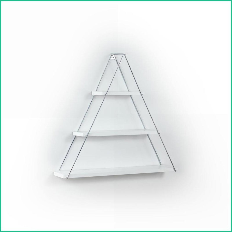 Étagère triangulaire, décoration murale flottante en métal rustique pour livres | Blanc | Métal, Blanc