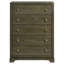 Commode haute Seon, 5 tiroirs avec boutons en laiton, brun cacao foncé