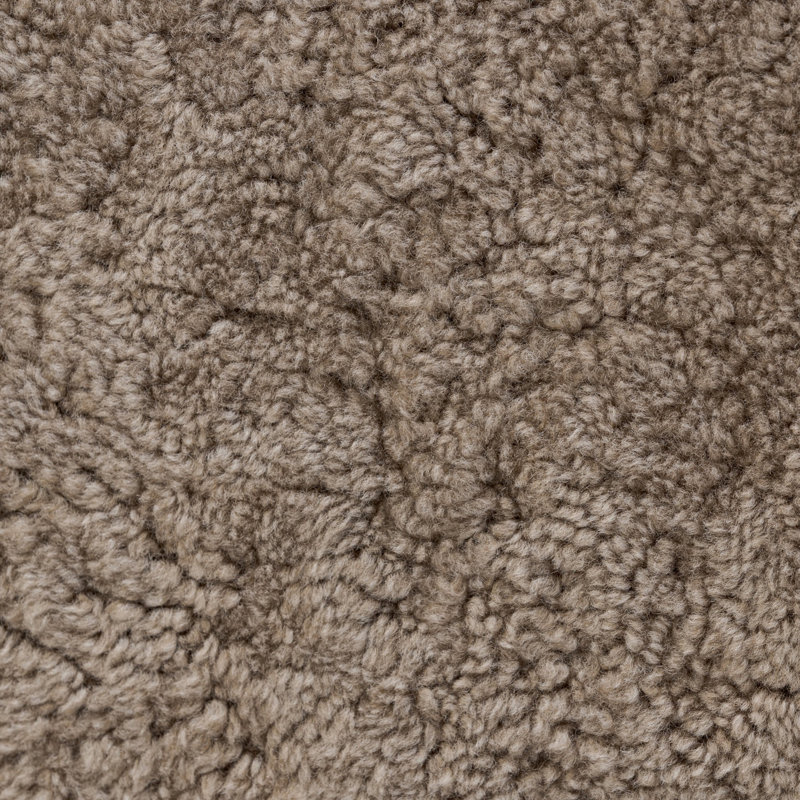 Bilbury Oval Ottoman-Taupe Shearling, Taupe Genuine Fur, Worrn Oak