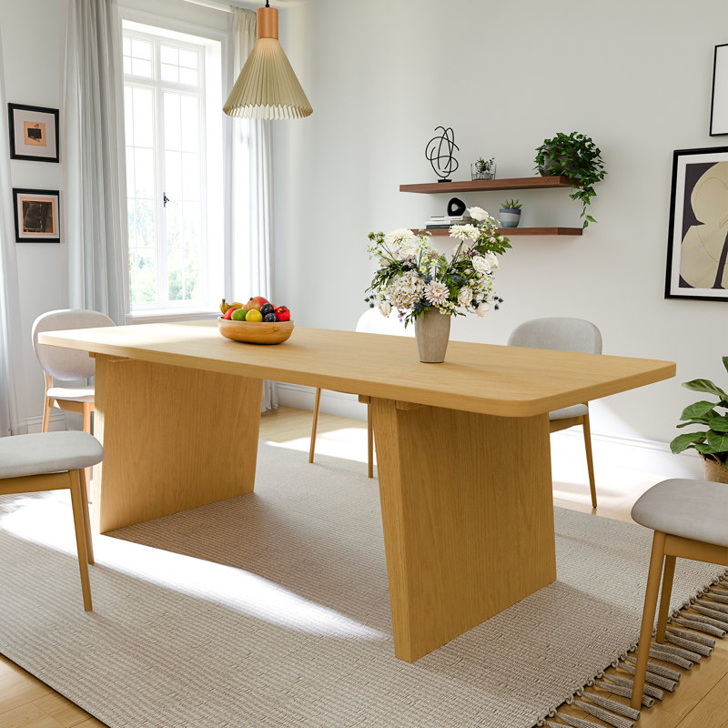Table de cuisine en bois 79 po x l 36 po x H 29 po avec 2 pieds inclinés, Naturel