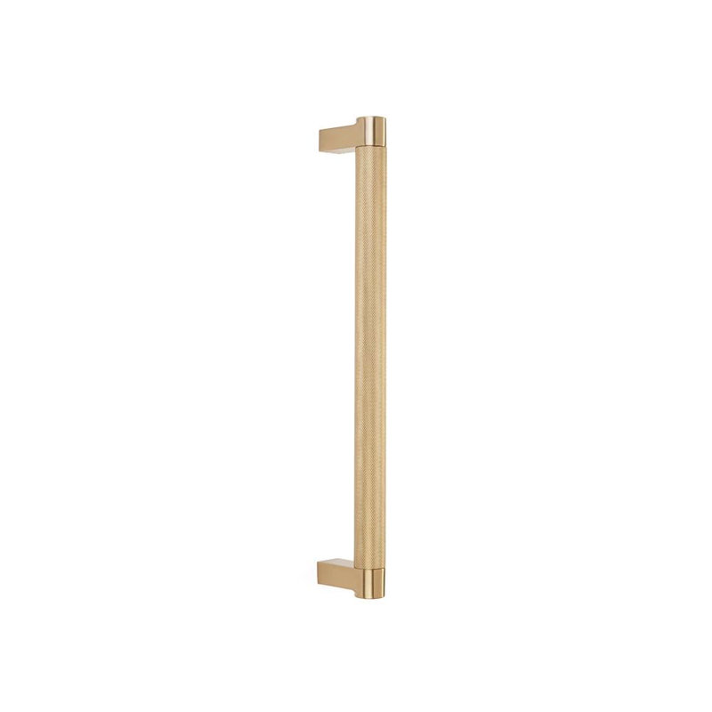 Emtek Select Appliance Pull Rectangular Stem & Knurled Bar, (GBTB), 12", Satin Brass