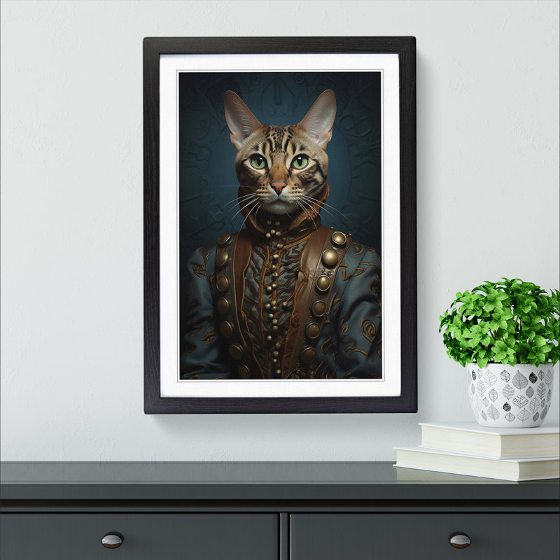 Bengal Cat Surrealism No.3 - Framed Print, Black Framed, 34cm H x 25cm W x 2cm D