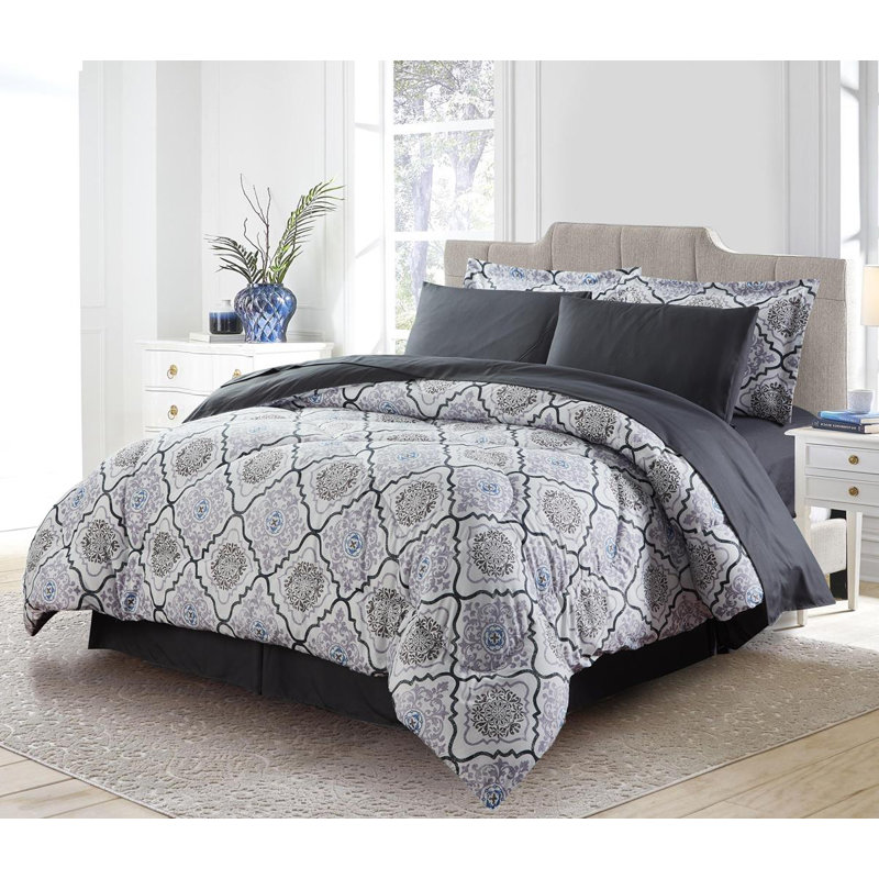 Ensembles de lit dans un sac en duvet synthétique Bibb Home (8 pièces), Édredon pour très grand lit + 2 très grandes ta
