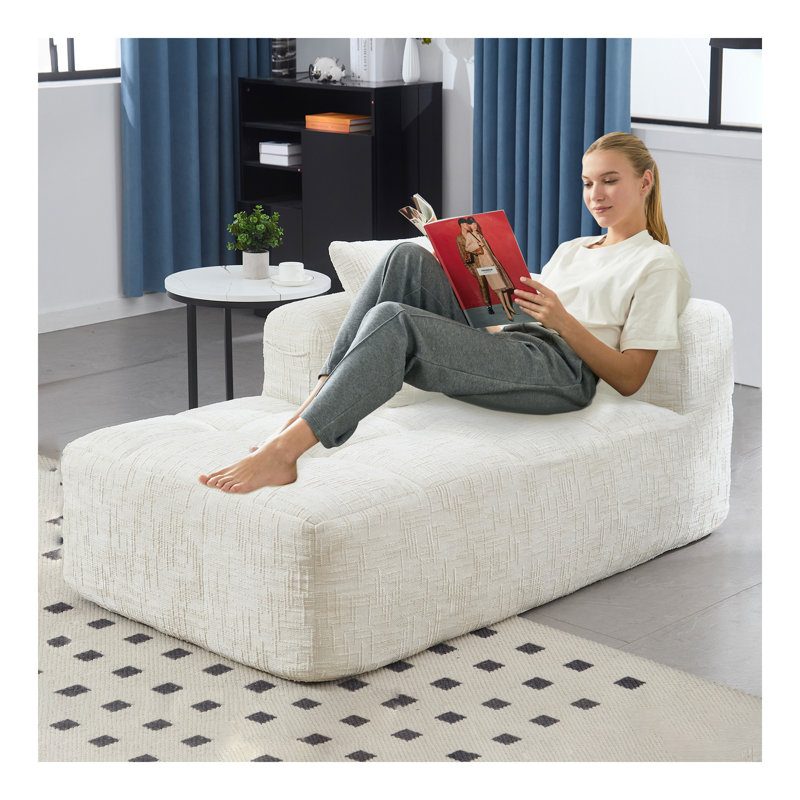 Canapé-lit Chenille, Beige, H 23 po x l 35 po x P 62 po