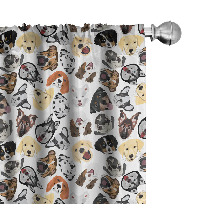 Dog Lover Semi-Sheer Rod Pocket Curtain Panels, 28" x 95"