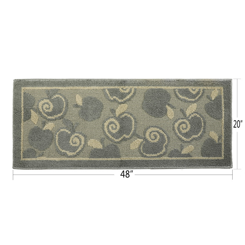 Fernbush Home Decor Luxury antidérapant avec envers en caoutchouc ultra résistant à l'eau, tapis de tapis tissé durable et durable, tapis de cuisine intérieur en jacquard décoratif, ensemble de 2 pièces en argent