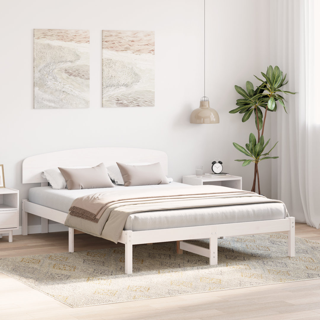 Vidaxl Bed Frame With Headboard Solid Pine Wood