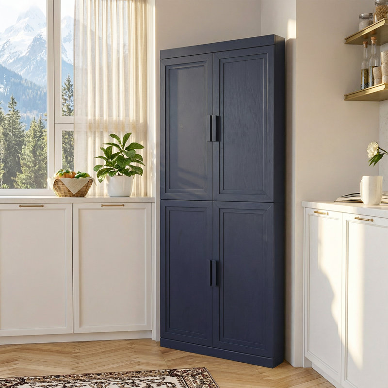 Armoire de coin en coin avec portes et tablettes réglables pour le salon et la salle à manger, H 72 po x l 31 po x P 16 po