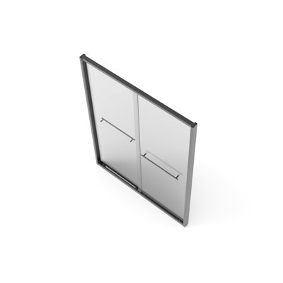 56 - Porte de douche de 60 po x 70 po, cadre en alliage d'aluminium, double coulissement, verre trempé de 8 mm, quincaillerie noire, salle de bain, imperméable, installation simple, noir mat, façon sans effort