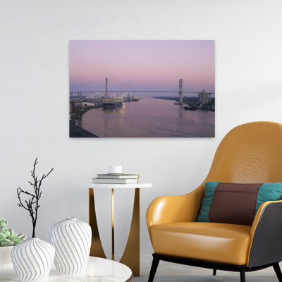 Bridge across a river Talmadge Bridge Savannah River Savannah Atlanta Georgia USA 1 Piece Wrapped Canvas Wall Art