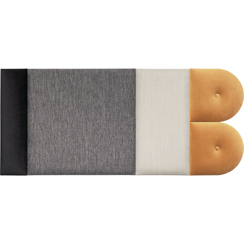 Malwae 23.6"" x 53.1"" Upholstered Wall Paneling in Grey/Mustard