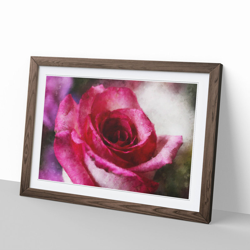 Pink Rose Flower Vol.7 - Framed Print, 27cm H x 36cm W x 2cm D, Walnut Framed
