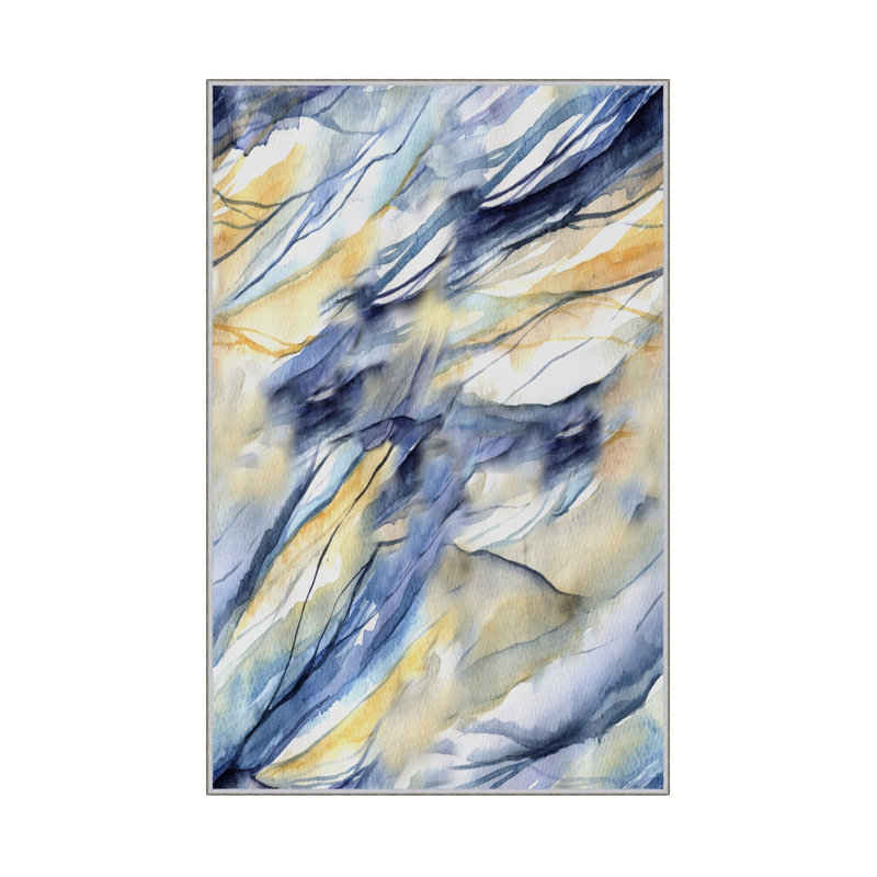 Elegant Hall Carpet, 3D Digital Print Design, 3.9 x 4.9 ft | 100% Polyester, Antibacterial, Non-Slip PVC Dot Underside, Pile Height: 0.04 in, Machine Washable, Perfect for Living Room & Entryway Decor