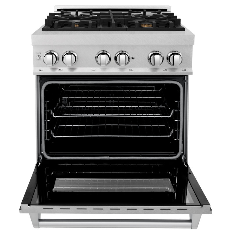ZLINE 30" Legacy Dual Fuel Range, Brass Burners Satin Stainless Steel